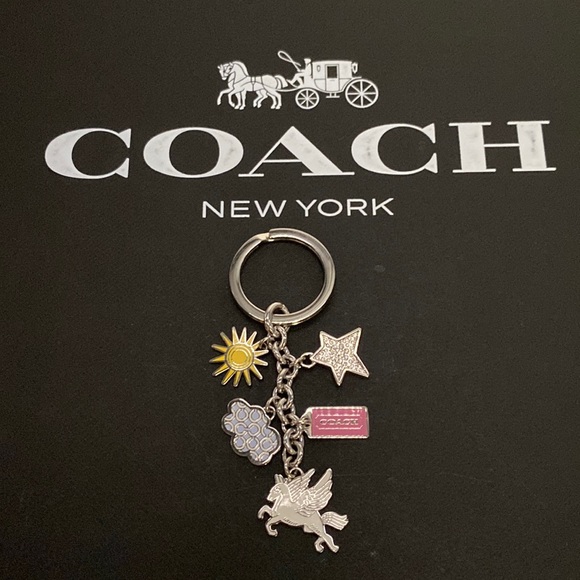 Coach Metal Mixed Keychain Bag charm FOB Pegasus Horse Sun Cloud Signature Logo - Picture 2 of 8